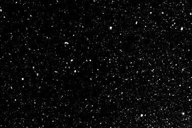 Siyah zemin üzerinde kaotik beyaz boke, ışık lekeleri dokusu, soyutlama, düşen kar, yıldız gökyüzü, parlak ışık dokusu parlaklığı