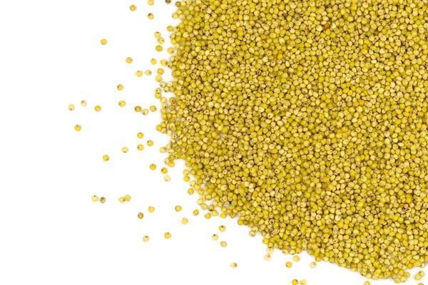 Желтый Просо Крупы Изолированы Белом Фоне — стоковое фото