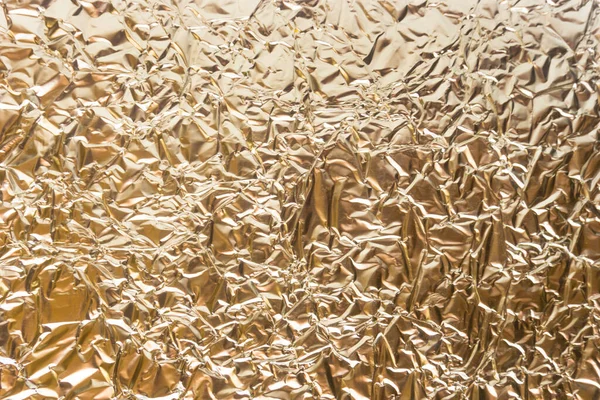 Gold Runzelige Lebensmittelfolie Hintergrundstruktur Zerknitterte Gelbe Folie Abstrakt Glänzender Hintergrund — Stockfoto