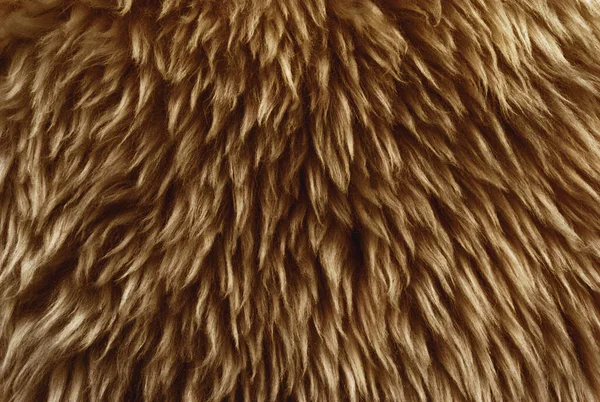 Коричневая Пушистая Овечья Шерсть Текстура Оранжевая Натуральная Шерсть Фон Меховая — стоковое фото