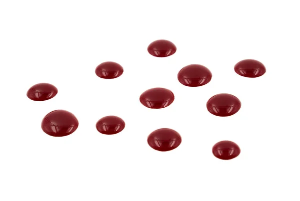 Bloeddruppel Geïsoleerd Witte Achtergrond Rode Verf Druppels — Stockfoto