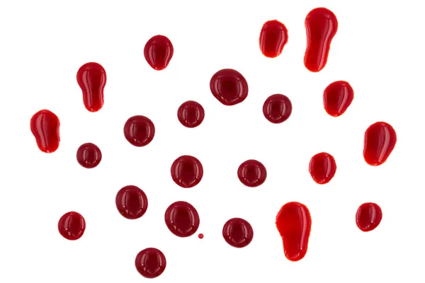 Bluttropfen Isoliert Auf Weißem Hintergrund Rote Farbtropfen — Stockfoto