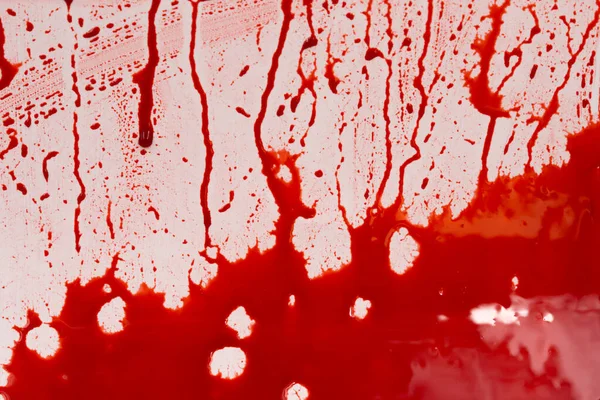 Bloody Splashes Drops White Background Dripping Red Blood Paint — Stock Photo, Image