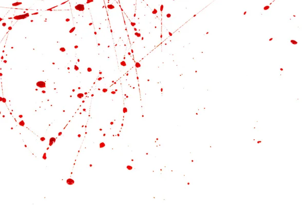 Blodiga Stänk Och Droppar Vit Bakgrund Droppande Och Följande Rött — Stockfoto