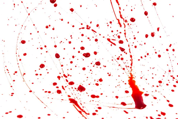 Кровавые Брызги Капли Белом Фоне Капание Последующая Красная Кровь Краска — стоковое фото