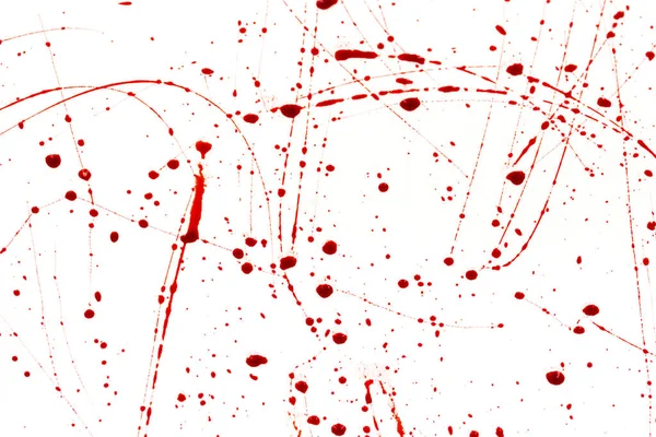 Bloody Splashes Drops White Background Dripping Red Blood Paint — Stock Photo, Image