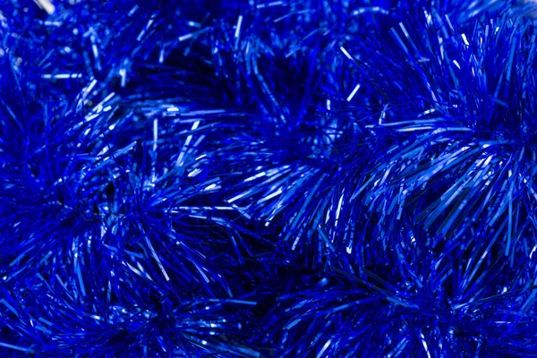 Blauw Tinsel Closeup Achtergrond Textuur — Stockfoto