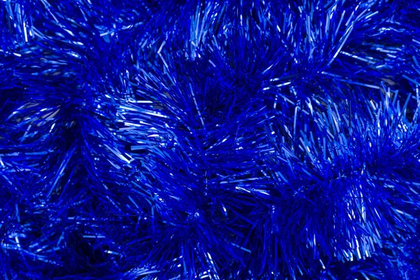 Blauw Tinsel Closeup Achtergrond Textuur — Stockfoto