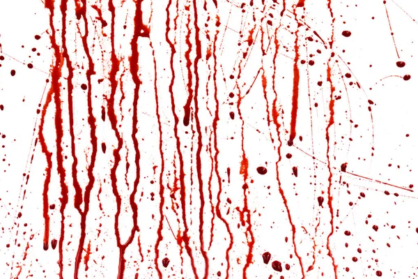 Goteando Sangre Aislada Sobre Fondo Blanco Flujo Salpicaduras Sangre Roja — Foto de Stock