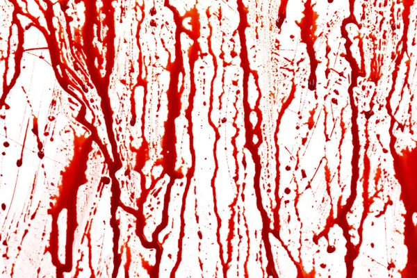 Goteando Sangre Aislada Sobre Fondo Blanco Flujo Salpicaduras Sangre Roja — Foto de Stock