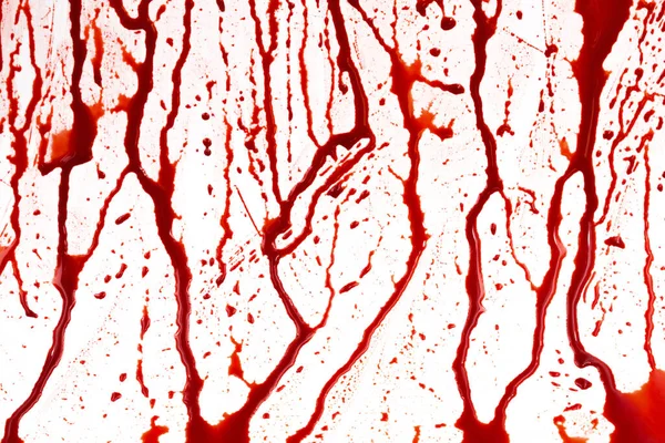 Крапля Крові Ізольована Білому Тлі Тече Червона Кров Бризкає Краплі — стокове фото