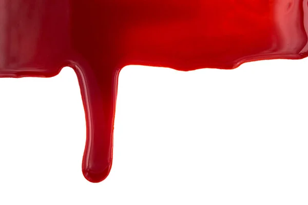 Goteando Sangre Aislada Sobre Fondo Blanco Flujo Salpicaduras Sangre Roja — Foto de Stock