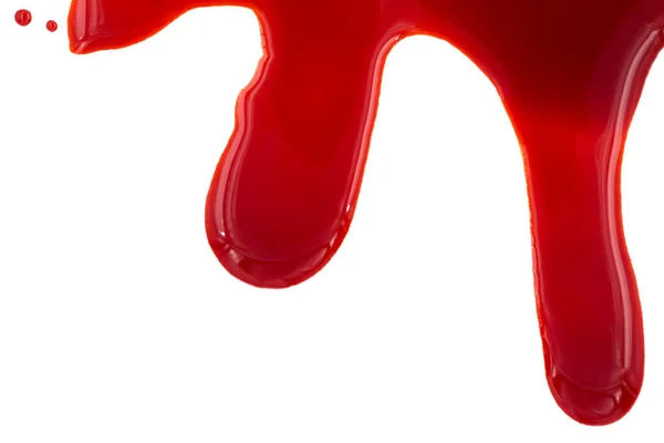 Dripping Blood Isolated White Background Flowing Red Blood Splashes Drops — Stock Photo, Image