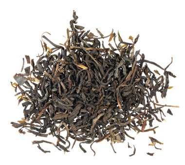 Kurumuş çay yaprakları beyaz arkaplan dokusunda izole.