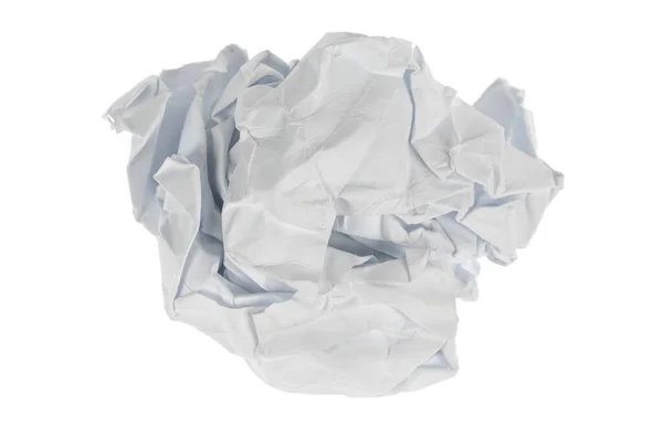 Crumpled Paper Boll Isolated White Background Clipping Path Screwed Piece — Stock Photo, Image