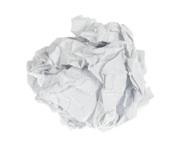 Crumpled Paper Boll Isolated White Background Clipping Path Screwed Piece — Stock Photo, Image