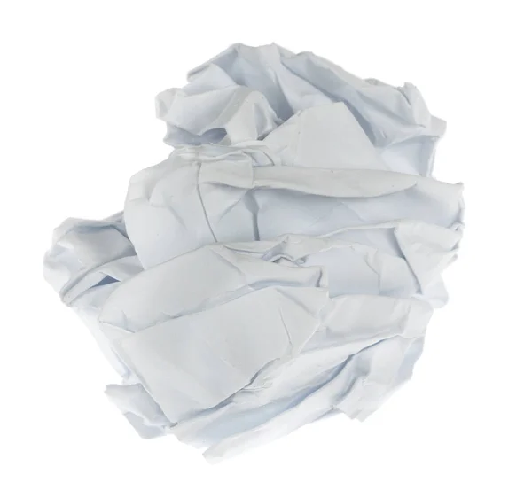 Crumpled Paper Boll Isolated White Background Clipping Path Screwed Piece — Stock Photo, Image