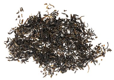 Kurumuş çay yaprakları beyaz arkaplan dokusunda izole.