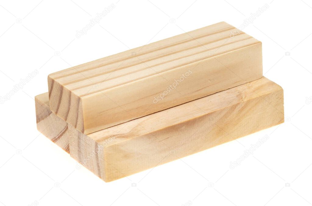 Stack wooden blocks  isolated on a white background. Wooden Blocks disrupted and building on white background