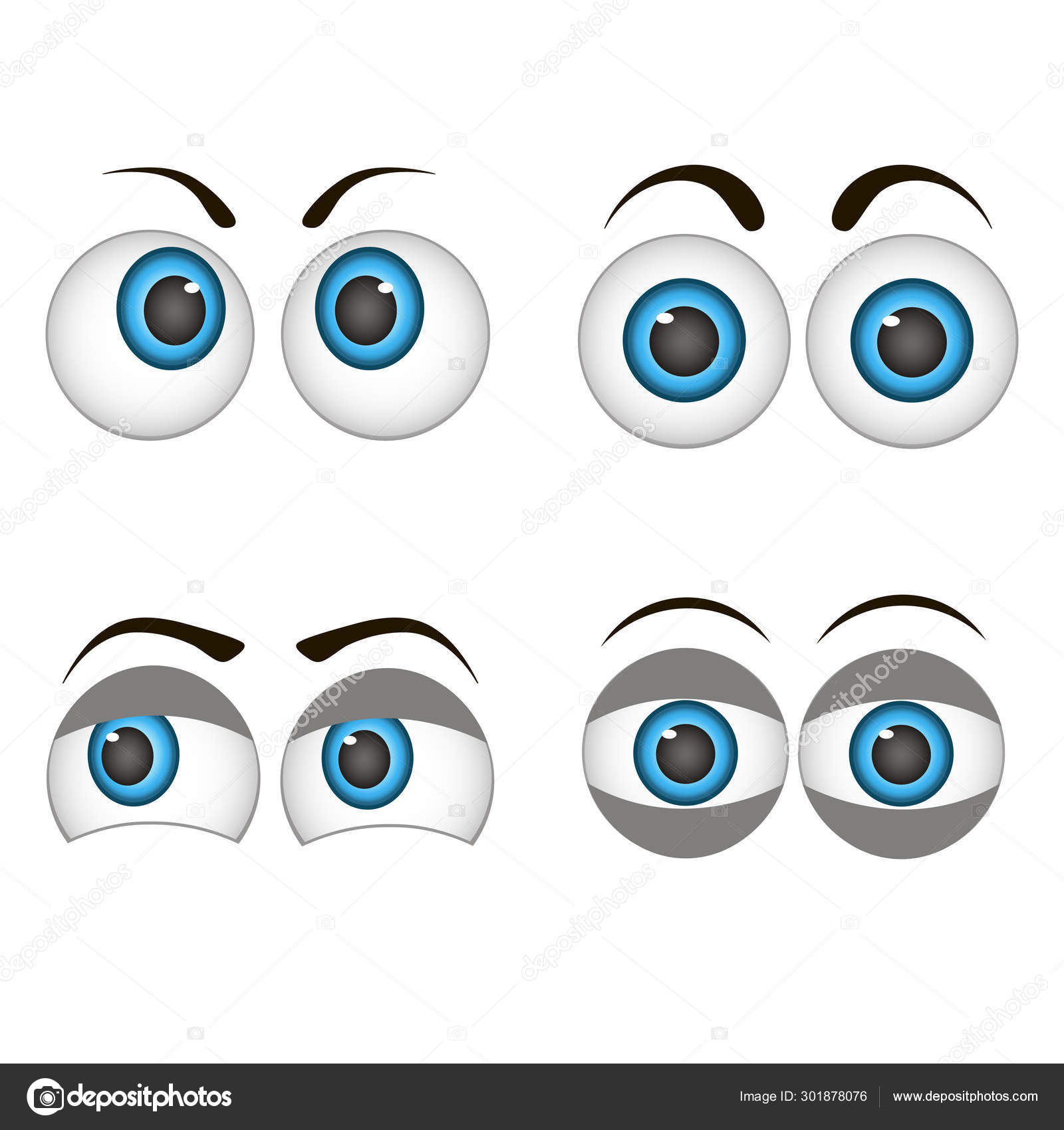 Set Cartoon Eyes Vector Illustration Stock Vector by ©sasha15 301878076, image size:1600x1700