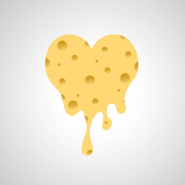 Kalp şeklinde erimiş peynir. Vektör çizimi