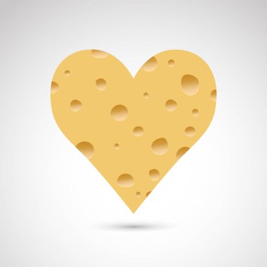 Kalp şeklinde peynir. Vektör çizimi