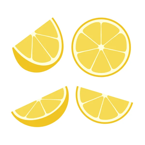 Set Aus Einer Zitronenscheibe Auf Weißem Hintergrund Vektorillustration — Stockvektor