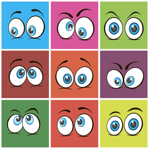 Set Cartoon Eyes Vector Illustration — Stock Vector