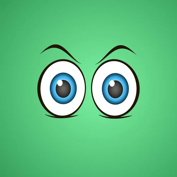 Cartoon Eyes Green Background Vector Illustratio — Stock Vector