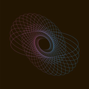 Siyah arkaplan üzerindeki Spirograph soyut ögesi.