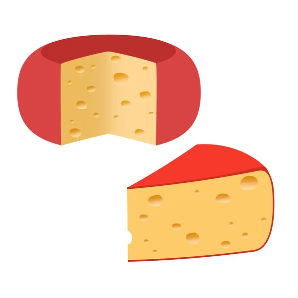 Des Morceaux Fromage Sur Fond Blanc Illustration Vectorielle — Image vectorielle