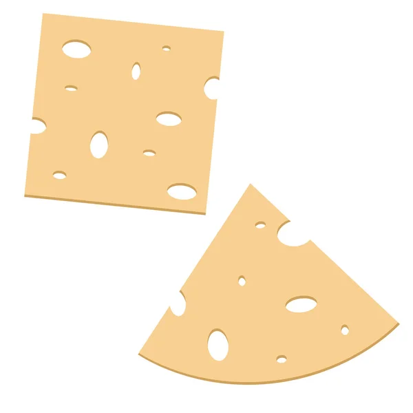 Pedazos Queso Sobre Fondo Blanco Ilustración Vectorial — Vector de stock