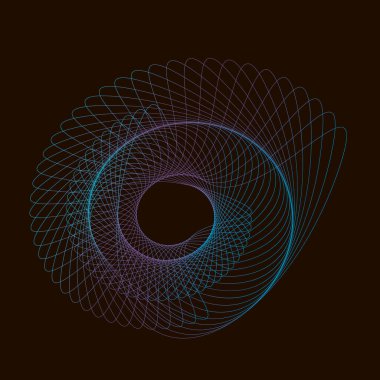 Siyah arkaplandaki Spirograph soyut elementi. Vektör illüstrasyonu