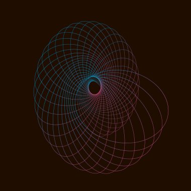 Siyah arkaplandaki Spirograph soyut elementi. Vektör illüstrasyonu
