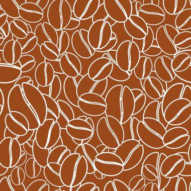 Fasulyeli kahvenin kusursuz deseni. Vektör illüstrasyonu