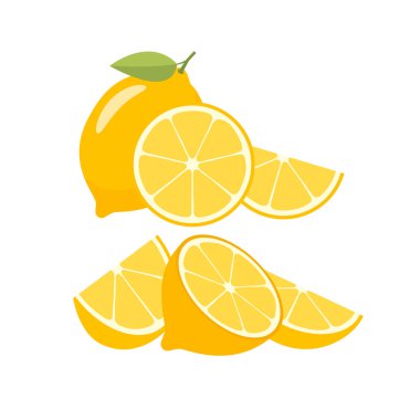 Beyaz arka planda limonlar. Vektör illüstrasyonu.