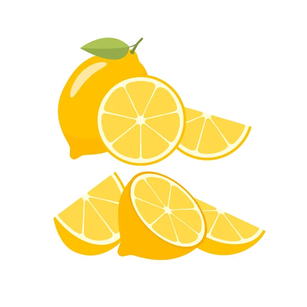 Zitronen Auf Weißem Hintergrund Vektorillustration — Stockvektor
