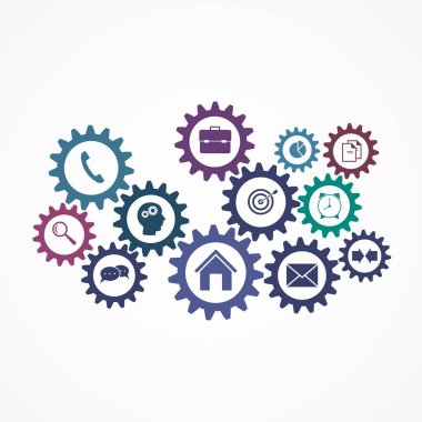 Şanzıman şeklinde iş simgeleri. Vektör illüstrasyonu