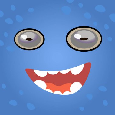 Bir canavarın çizgi film yüzü. Vektör illüstrasyonu