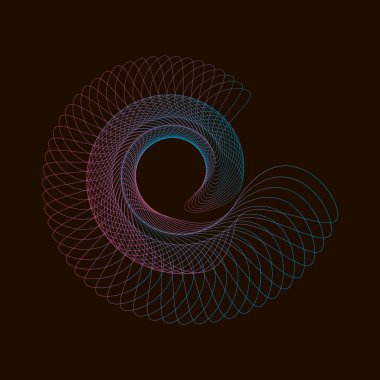 Siyah arkaplan üzerindeki Spirograph soyut ögesi.