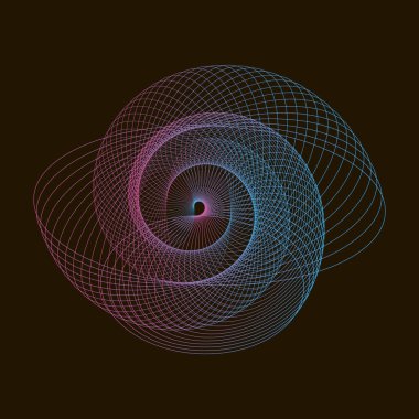 Siyah arkaplan üzerindeki Spirograph soyut ögesi.