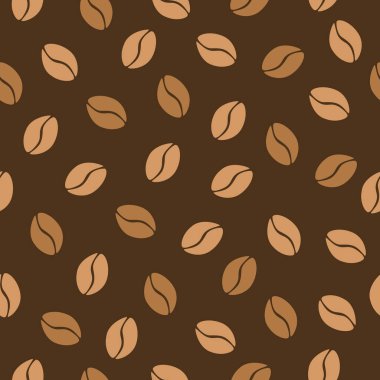 Fasulyeli kahvenin kusursuz deseni. Vektör illüstrasyonu