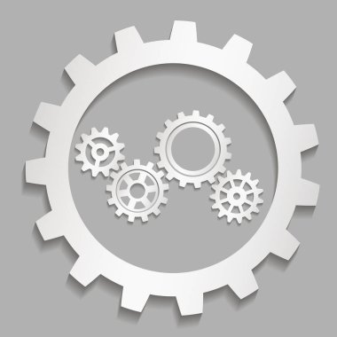 Gölgeli bir takım mekanik dişliler. Vektör simgesi
