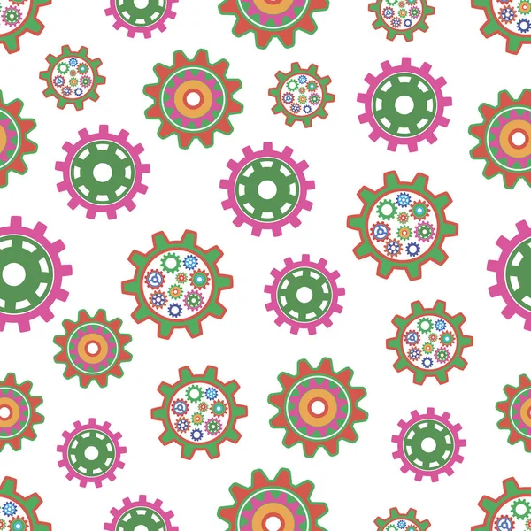 Seamless Pattern Collection Colored Gears — Stock Vector