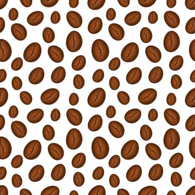 Fasulyeli kahvenin kusursuz deseni. Vektör illüstrasyonu