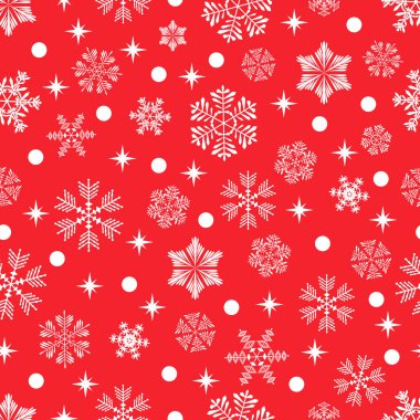 Kar taneleri ve yıldızların pürüzsüz deseni. Noel, Yeni Yıl deseni.