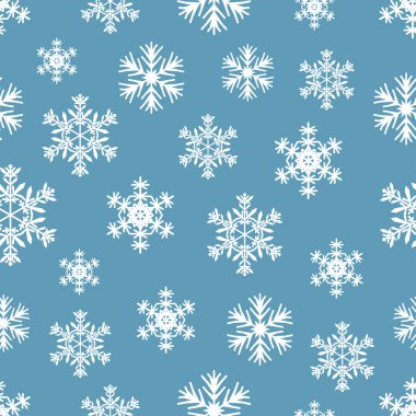 Kar taneleri ve yıldızların pürüzsüz deseni. Noel, Yeni Yıl deseni.