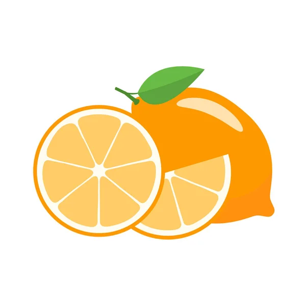 Citron Skiver Hvid Tallerken Moden Frisk Frugt Citron Ikon Logo – Stock-vektor