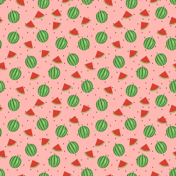 Nahtloses Muster Aus Reifer Wassermelone Mit Roten Saftigen Scheiben Dieses — Stockvektor