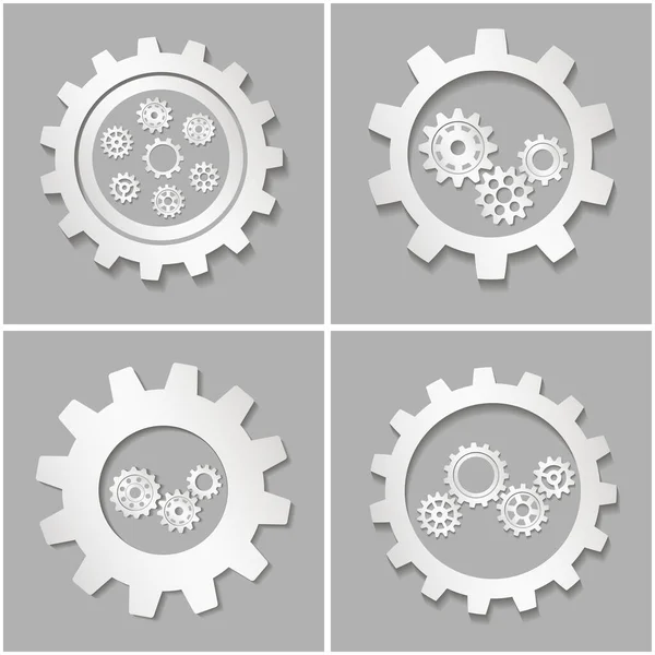 Metal Gears Set Factory Gears Vector Icon Mechanical Gear Image — Stock Vector